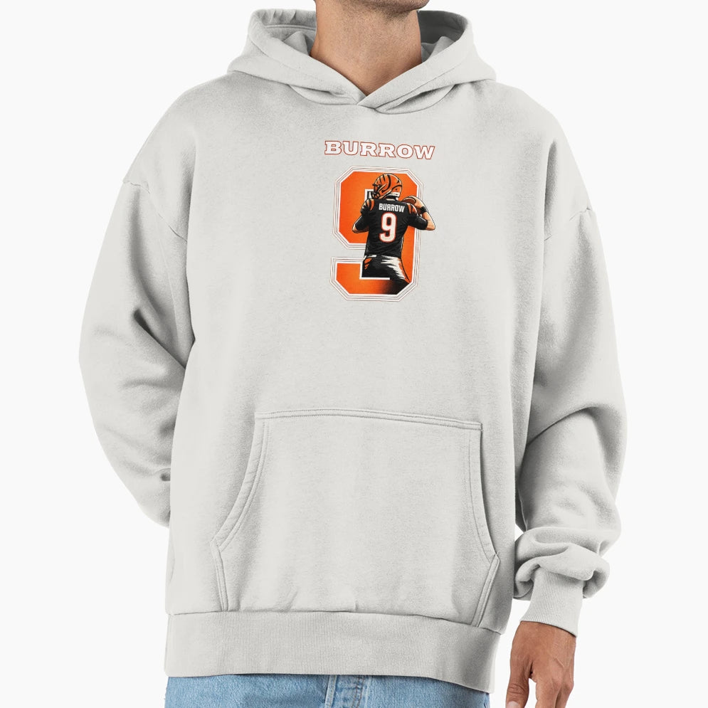 JB Bold Cincinnati Number 9 Football Art Hoodie - Graphic Print Men Women - T-Shirt, Sweatshirt, Hoodie