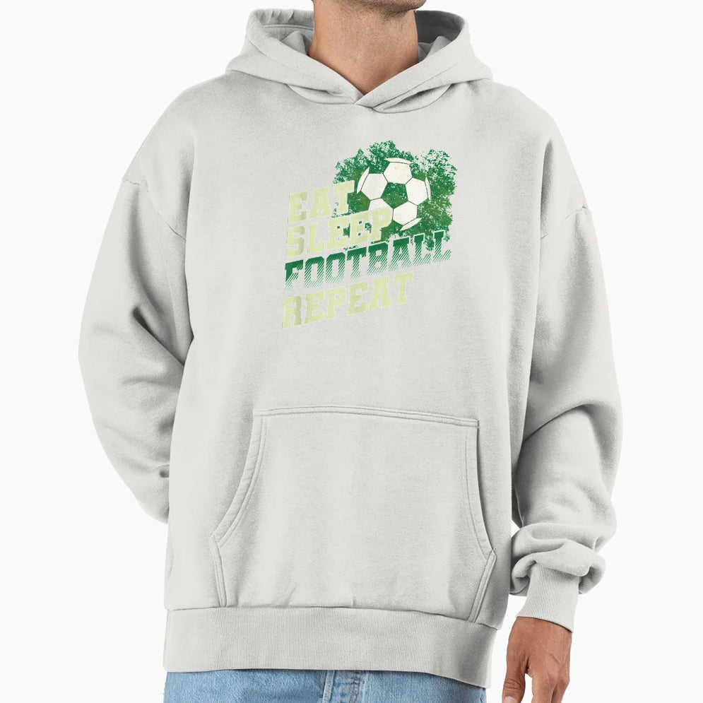Eat Sleep Football Repeat Sports Player Hoodie - Custom Art Print Unisex - T-Shirt, Sweatshirt, Hoodie