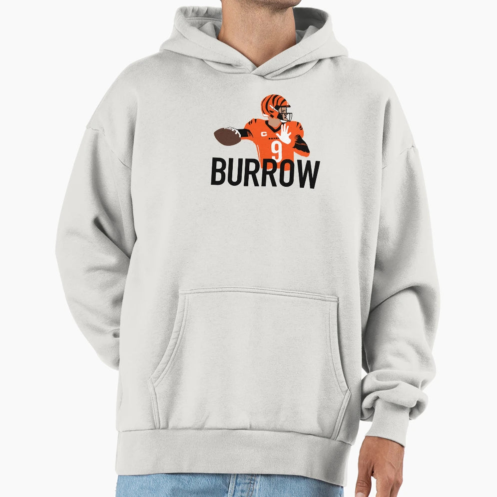 Burrow 9 Cicinnati Football Hoodie - Trendy Graphic Unisex - T-Shirt, Sweatshirt, Hoodie