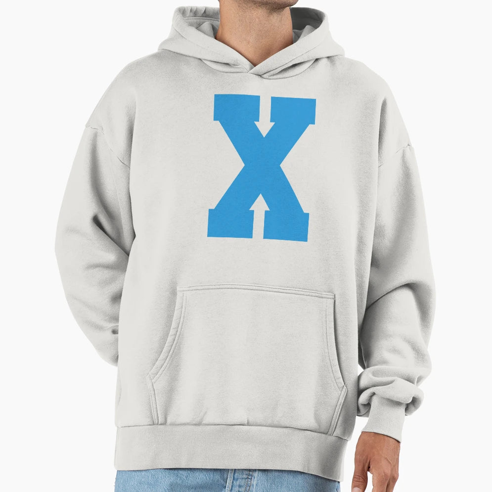 Alphabet Blue X Sports Letter X Hoodie - Aesthetic Graphic Unisex - T-Shirt, Sweatshirt, Hoodie