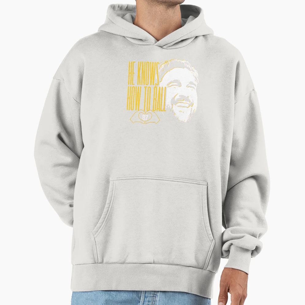 Travis He Knows How To Ball Kelce 87 Hoodie - Streetwear Style for Adults - T-Shirt, Sweatshirt, Hoodie