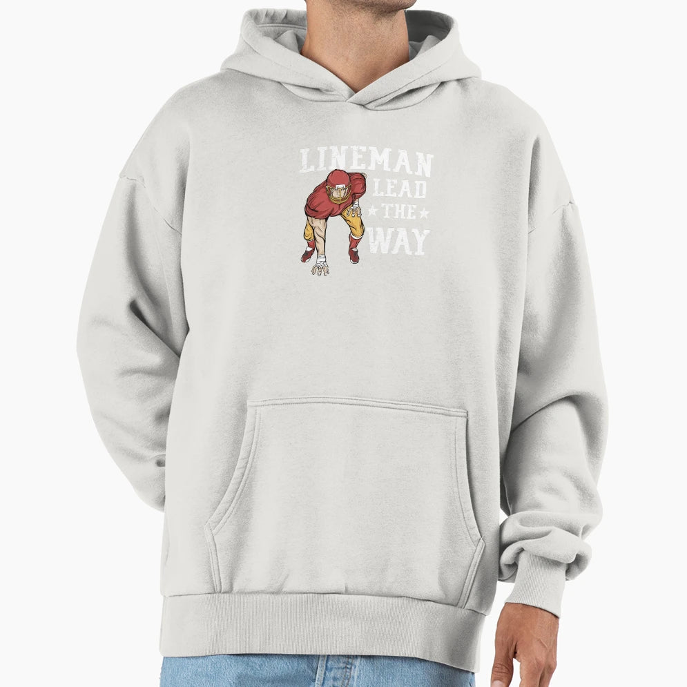 Lineman Lead Way Football Player Hoodie - Minimalist Print for Adults - T-Shirt, Sweatshirt, Hoodie