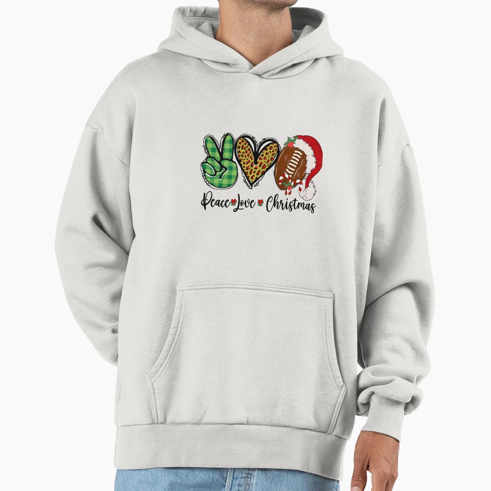 Peace Love Football Decoration Hoodie - Casual Everyday Wear for Adults - T-Shirt, Sweatshirt, Hoodie