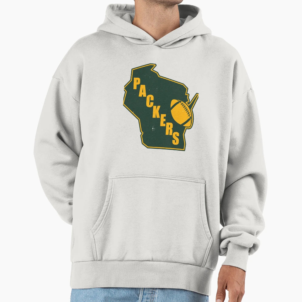 Green Bay Packers State Outline Hoodie - Trendy Graphic for Adults - T-Shirt, Sweatshirt, Hoodie