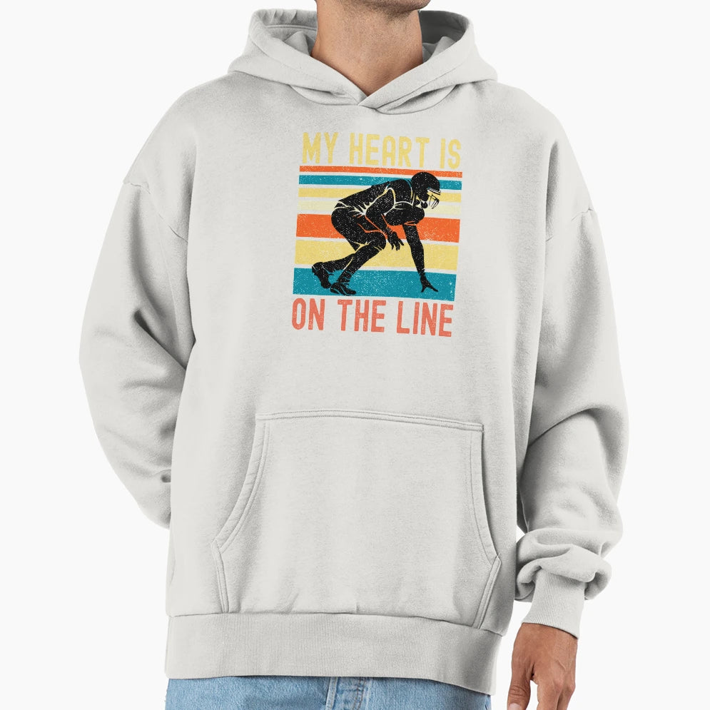 My Heart Is Line Football Offense Hoodie - Graphic Print Men Women - T-Shirt, Sweatshirt, Hoodie