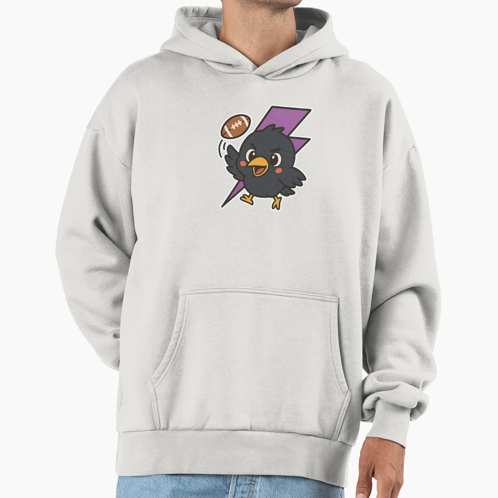 Raven Playing Football Hoodie - Unique Graphic Unisex - T-Shirt, Sweatshirt, Hoodie