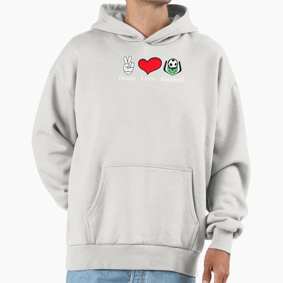 Peace Love Football Hoodie - Streetwear Style for Adults - T-Shirt, Sweatshirt, Hoodie