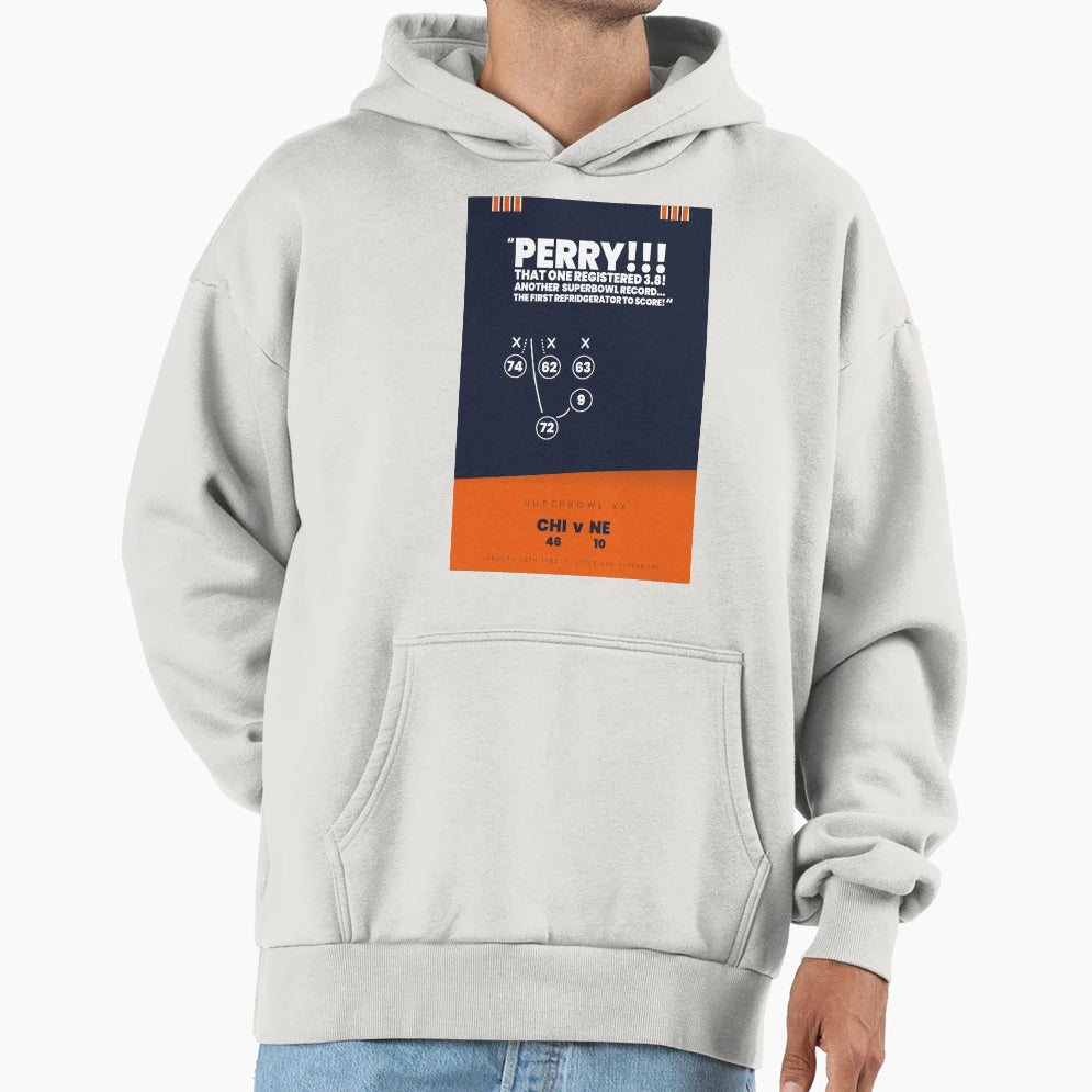 Fridge William Perry Playbook Art Hoodie - Novelty Apparel Unisex - T-Shirt, Sweatshirt, Hoodie