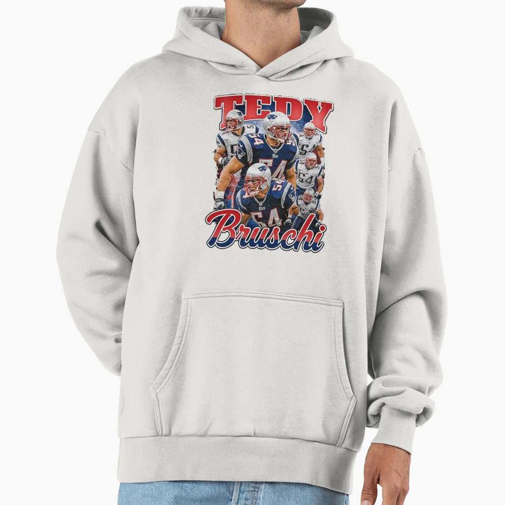 Tedy Bruschi New England Football Hoodie - Aesthetic Graphic for Adults - T-Shirt, Sweatshirt, Hoodie