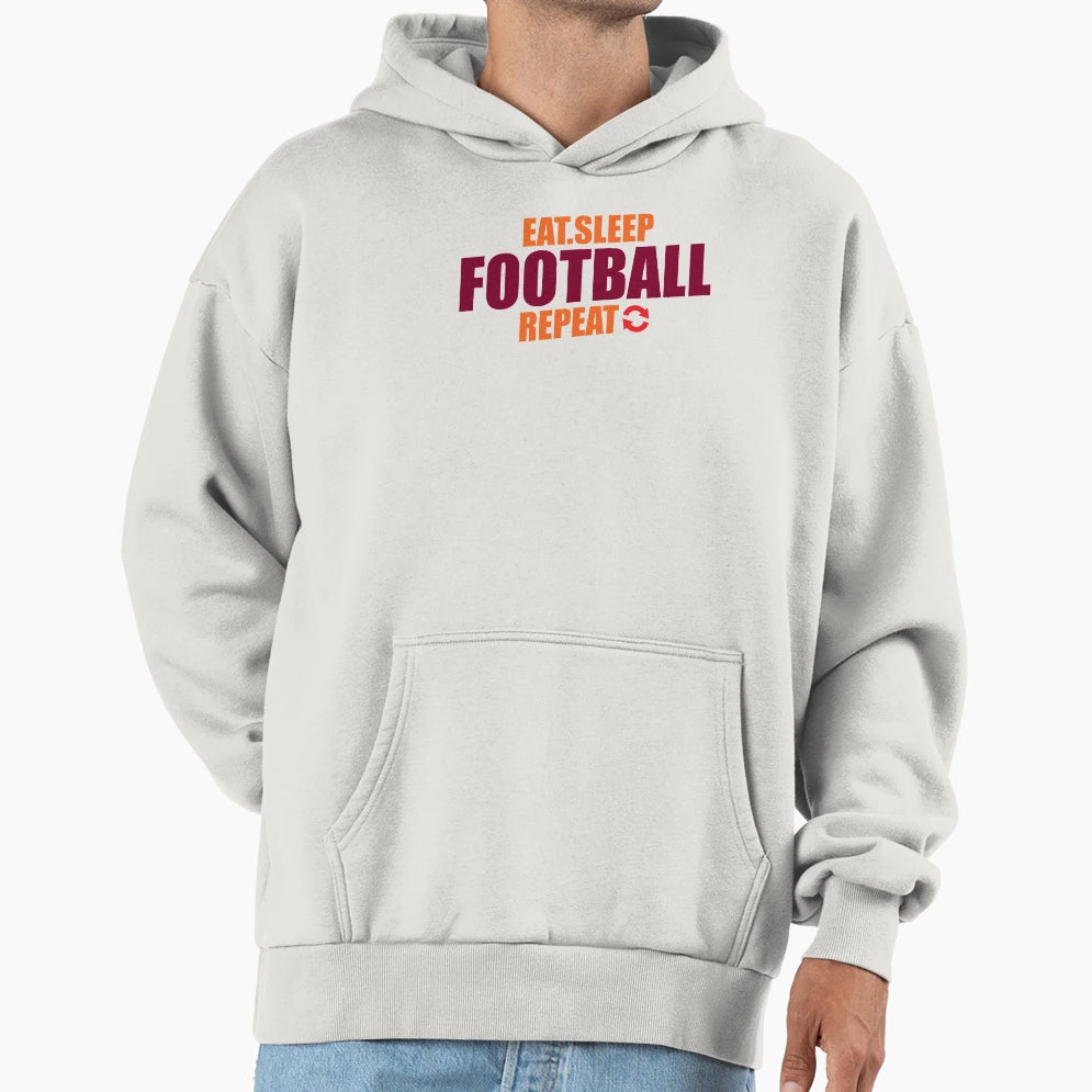 Eat Sleep Football Repeat Football Hoodie - Aesthetic Graphic Men Women - T-Shirt, Sweatshirt, Hoodie
