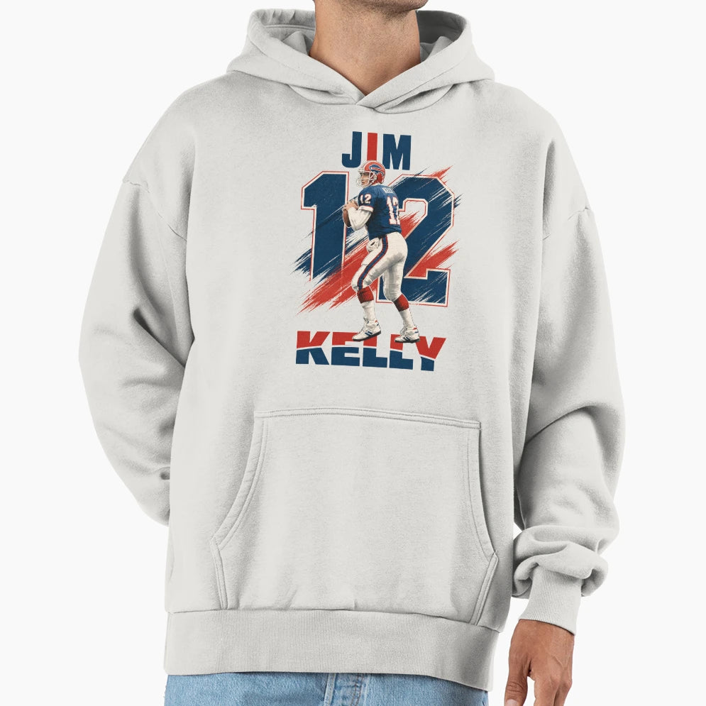 Jim Kelly 12 Buffalo Football Art Hoodie - Streetwear Style Men Women - T-Shirt, Sweatshirt, Hoodie