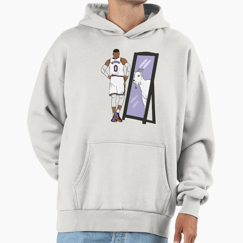 Russell Westbrook Mirror Goat Lakers Hoodie - Fun Novelty Design Men Women - T-Shirt, Sweatshirt, Hoodie