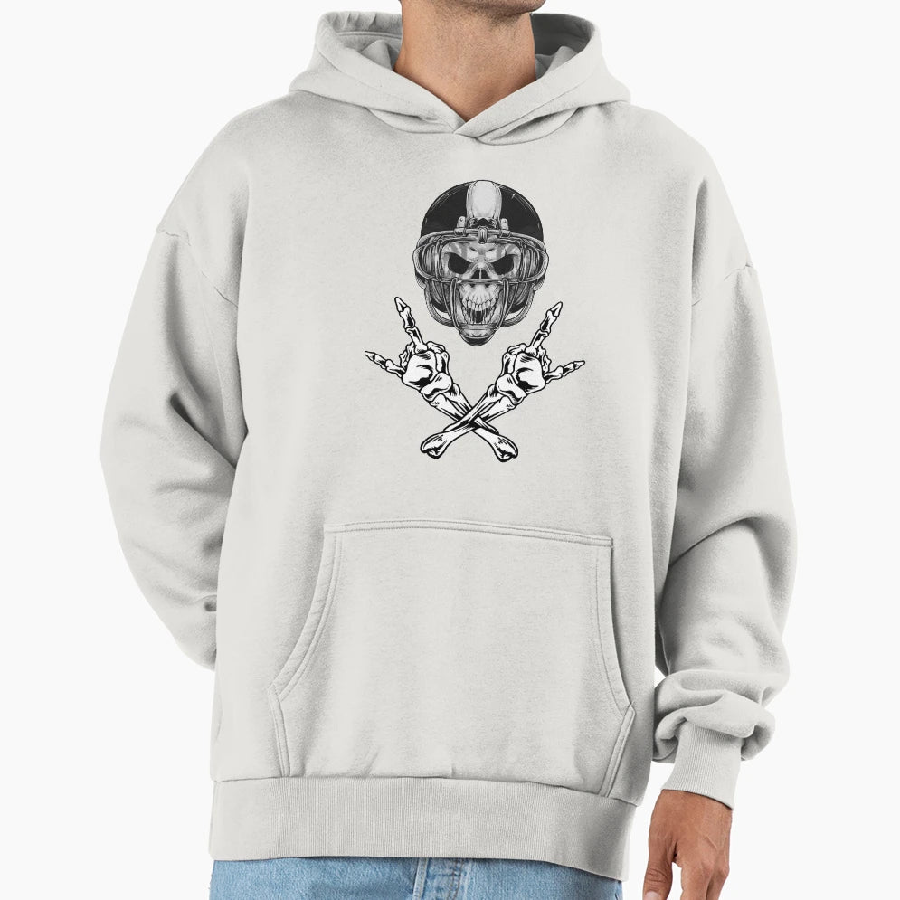 Football Helmet Skeleton Skull Head Hoodie - Custom Art Print for Adults - T-Shirt, Sweatshirt, Hoodie