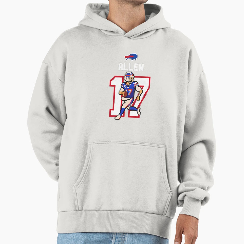 Josh Allens Football 8 Bit Game Hoodie - Aesthetic Graphic for Adults - T-Shirt, Sweatshirt, Hoodie
