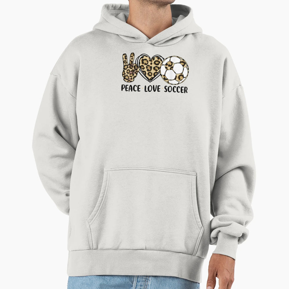 Leopard Peace Love Soccer Shirts Teen T-Shirt - Novelty Apparel Unisex - T-Shirt, Sweatshirt, Hoodie