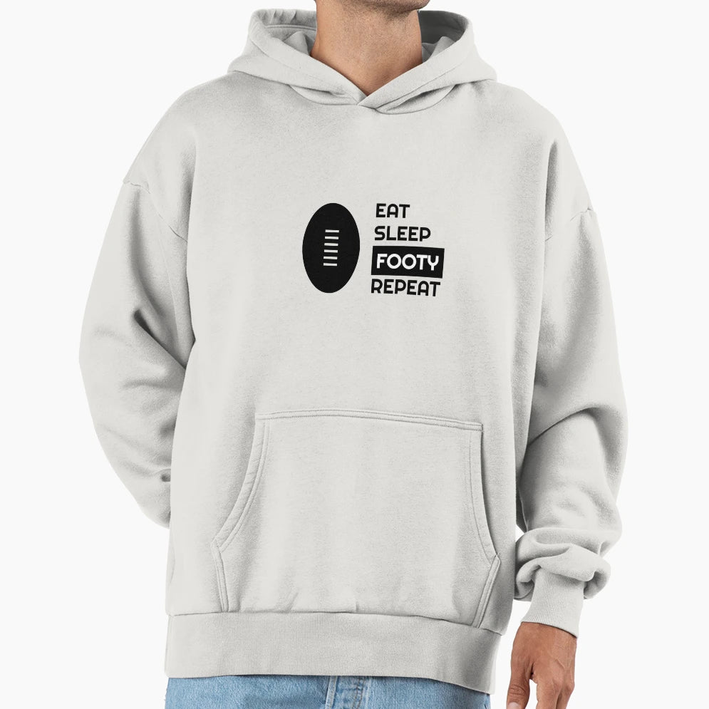 Eat Sleep Footy Repeat Hoodie - Streetwear Style for Adults - T-Shirt, Sweatshirt, Hoodie