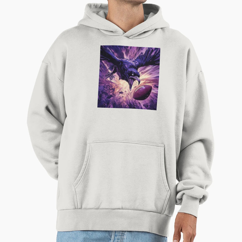 Baltimore Raven Going After Ball Hoodie - Custom Art Print Men Women - T-Shirt, Sweatshirt, Hoodie