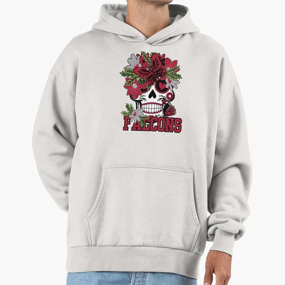 Atlanta Falcons Scull Hoodie - Streetwear Style Unisex - T-Shirt, Sweatshirt, Hoodie