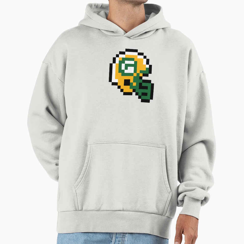 Green Bay Packers 8 Bit Football Helmet Only Hoodie - Graphic Print Unisex - T-Shirt, Sweatshirt, Hoodie