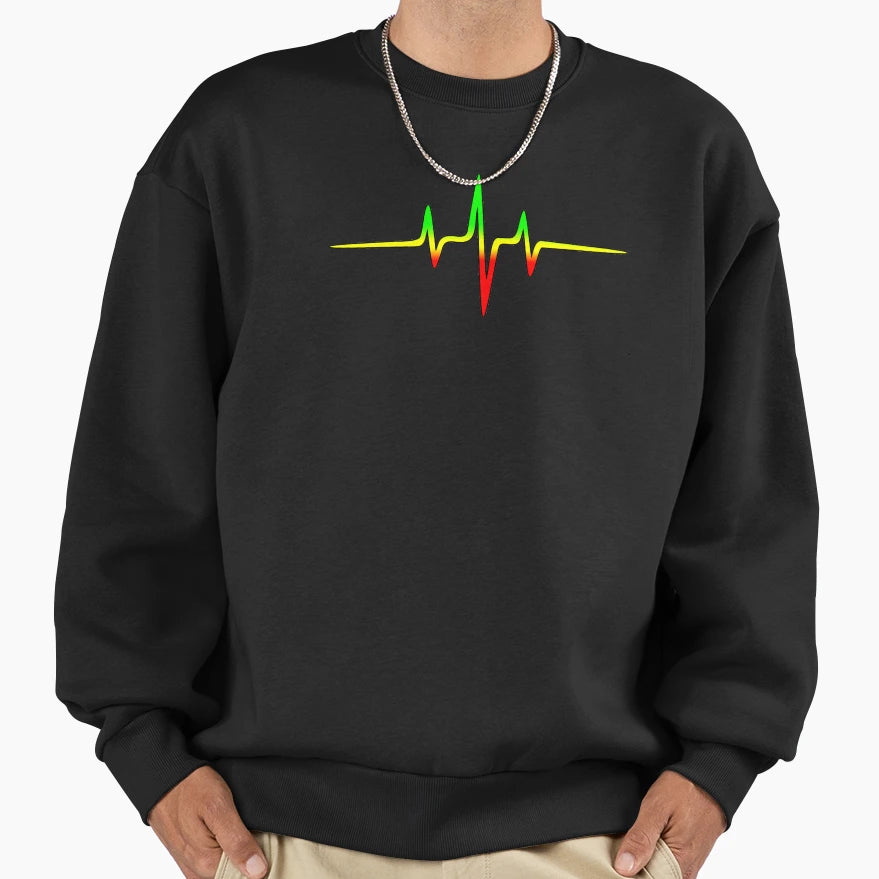 Music Pulse Reggae Heartbeat Sweatshirt - Novelty Apparel Men Women - T-Shirt, Sweatshirt, Hoodie