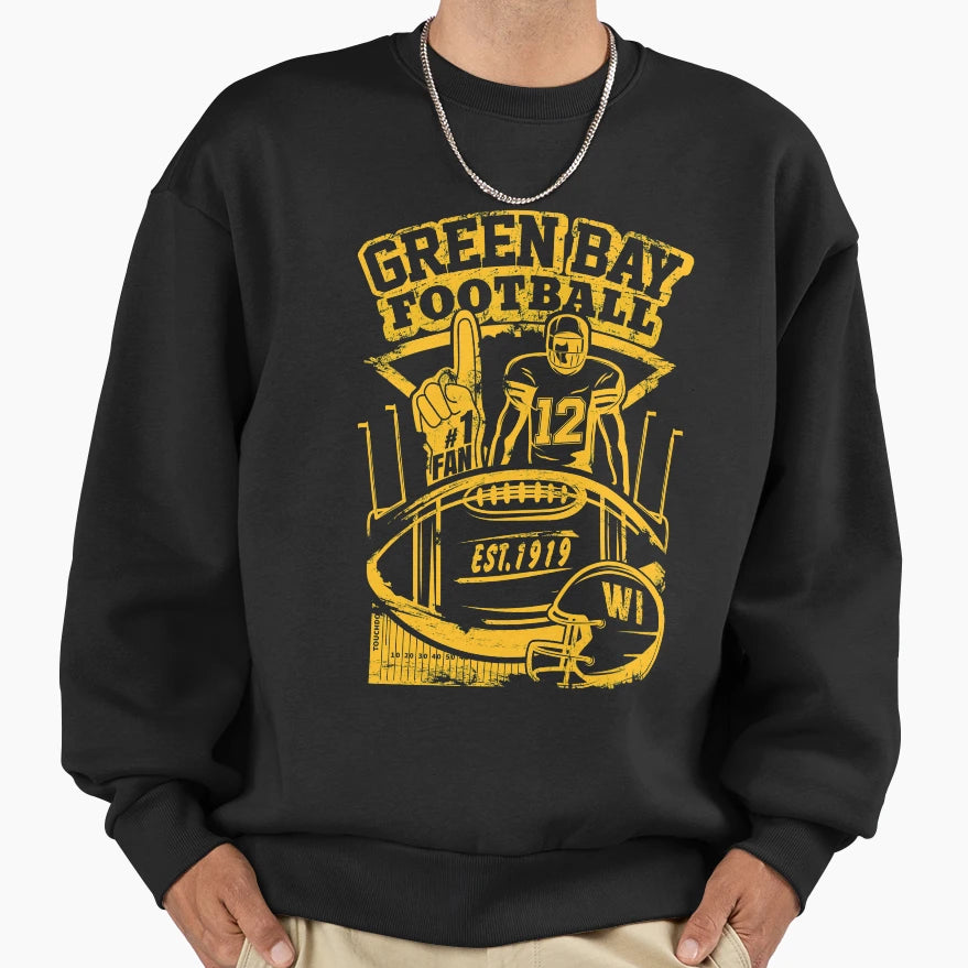 Green Bay Wisconsin Football Sweatshirt - Casual Everyday Wear for Adults - T-Shirt, Sweatshirt, Hoodie
