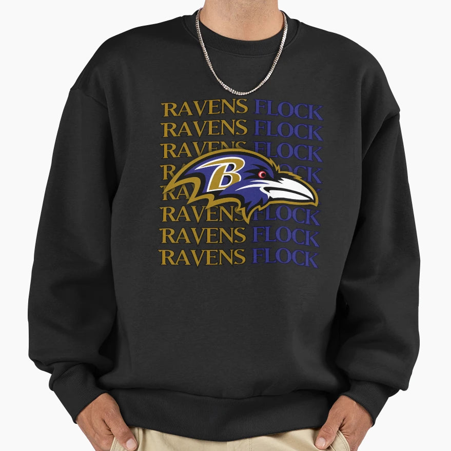 Baltimore Ravens Head Ravens Flock Sweatshirt - Minimalist Print Men Women - T-Shirt, Sweatshirt, Hoodie