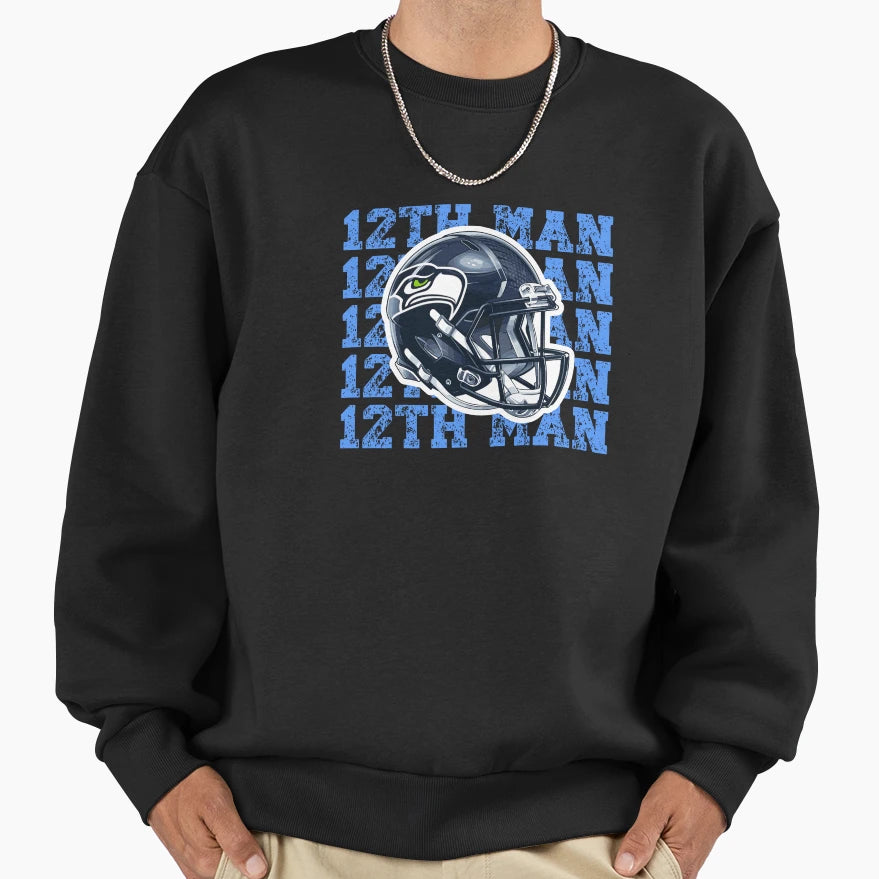 Seattle Seahawks Helmet 12Th Sweatshirt - Fun Novelty Design for Adults - T-Shirt, Sweatshirt, Hoodie