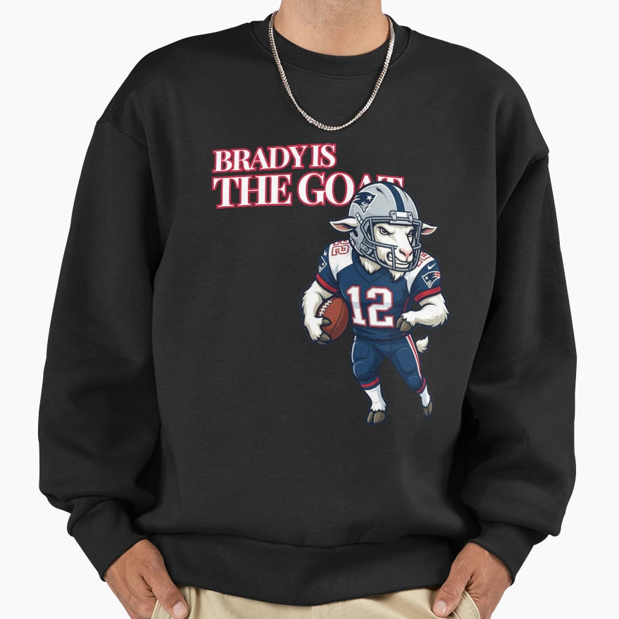 Brady Is Goat Bold Text Art Sweatshirt - Graphic Print for Adults - T-Shirt, Sweatshirt, Hoodie
