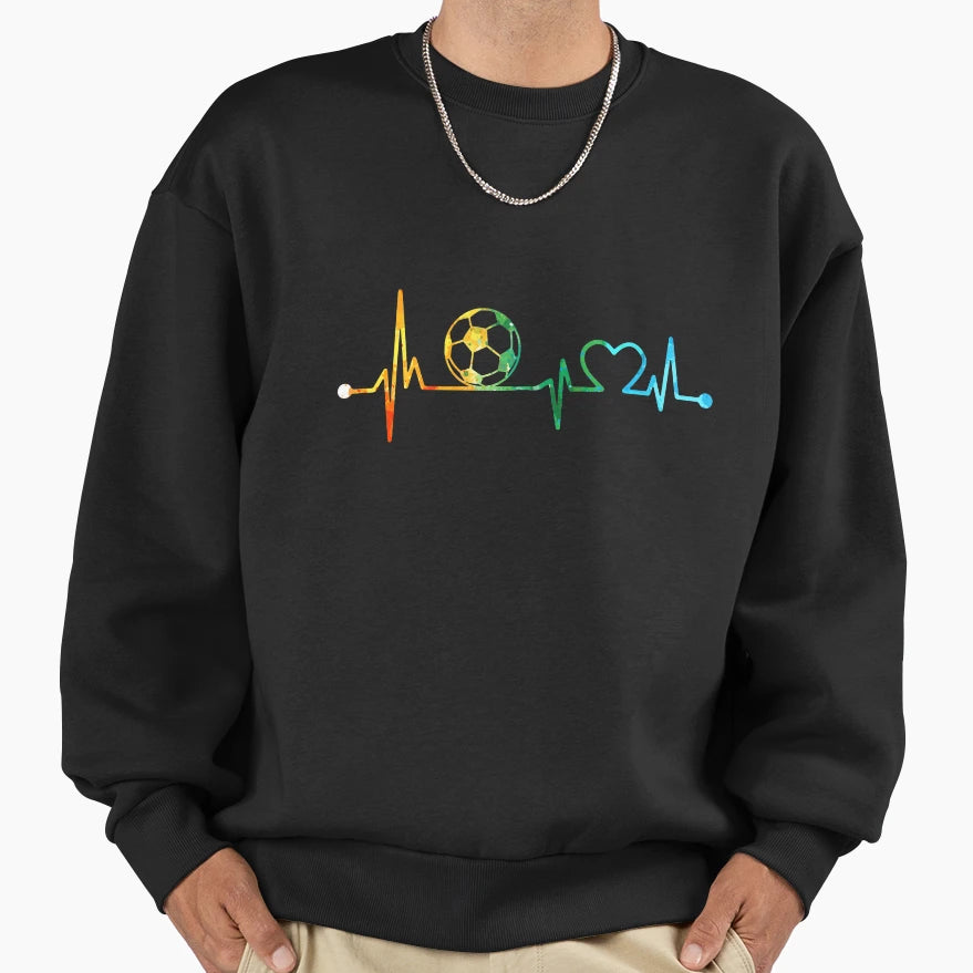 Soccer Heartbeat Watercolor Sweatshirt - Streetwear Style for Adults - T-Shirt, Sweatshirt, Hoodie