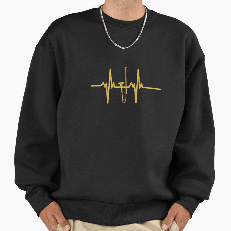 Trombone Heartbeat Trombone Player Sweatshirt - Trendy Graphic Men Women - T-Shirt, Sweatshirt, Hoodie