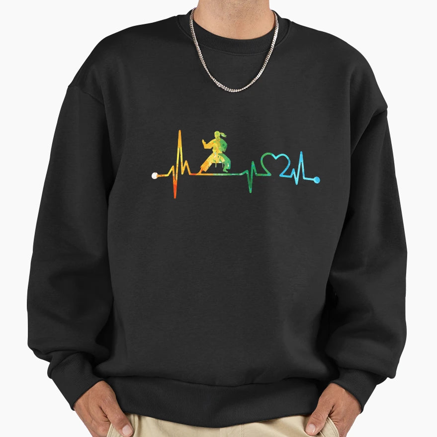 Karate Heartbeat Watercolor Sweatshirt - Fun Novelty Design for Adults - T-Shirt, Sweatshirt, Hoodie
