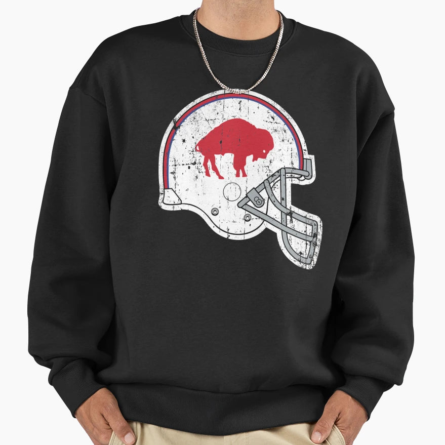 Distressed Bills Helmet Sweatshirt - Fun Novelty Design for Adults - T-Shirt, Sweatshirt, Hoodie