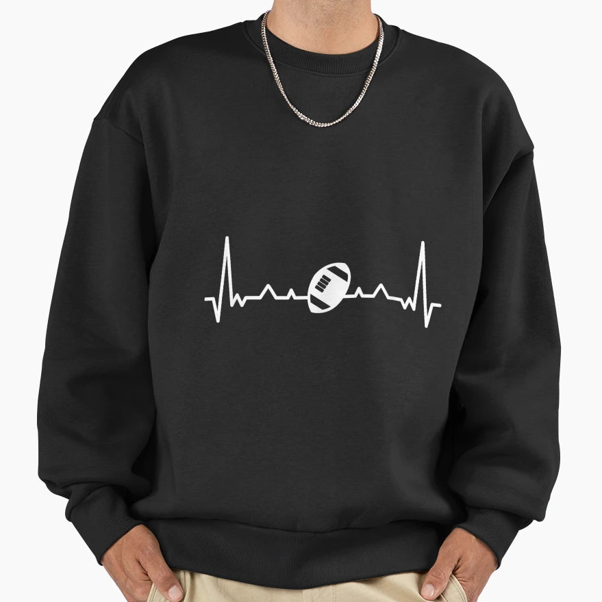 Rugby Heartbeat Rugby Gift Rugby Sweatshirt - Graphic Print for Adults - T-Shirt, Sweatshirt, Hoodie