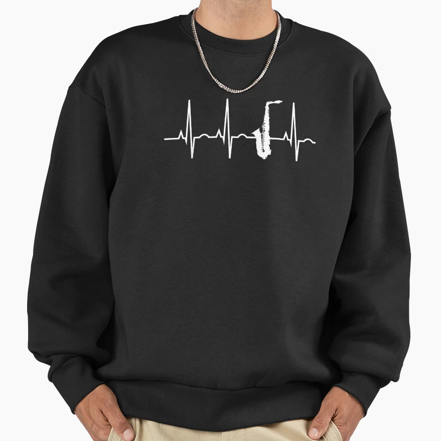 Saxophone Player Saxophone Heartbeat Sweatshirt - Custom Art Print Unisex - T-Shirt, Sweatshirt, Hoodie