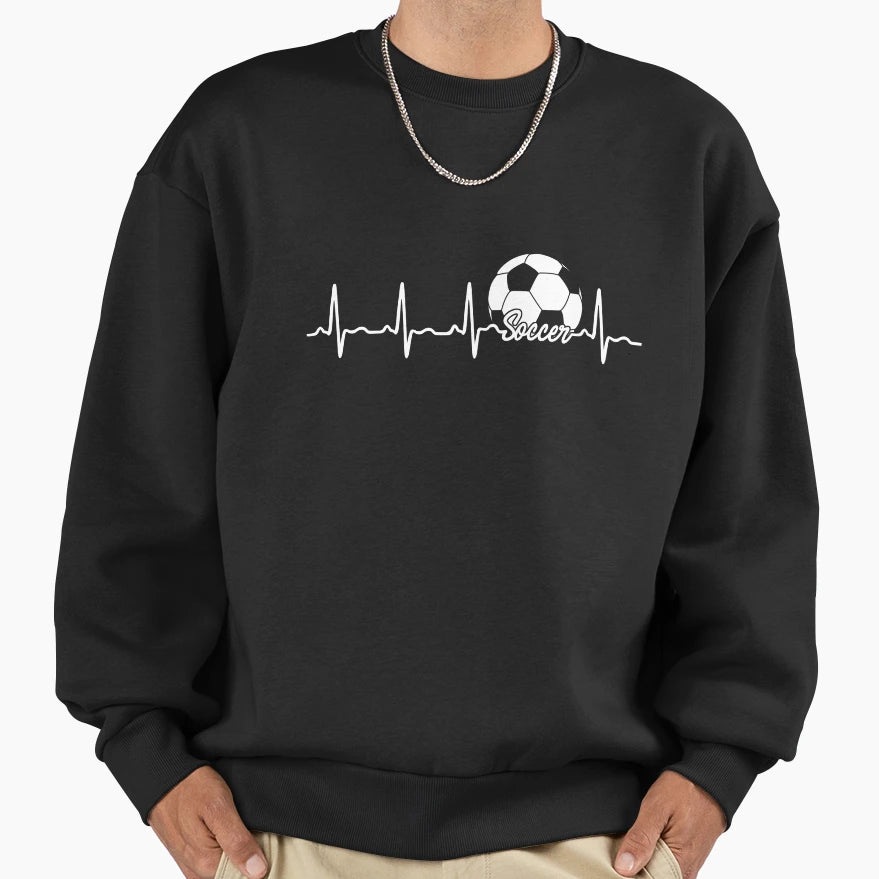 Soccer Heartbeat Sweatshirt - Trendy Graphic Men Women - T-Shirt, Sweatshirt, Hoodie