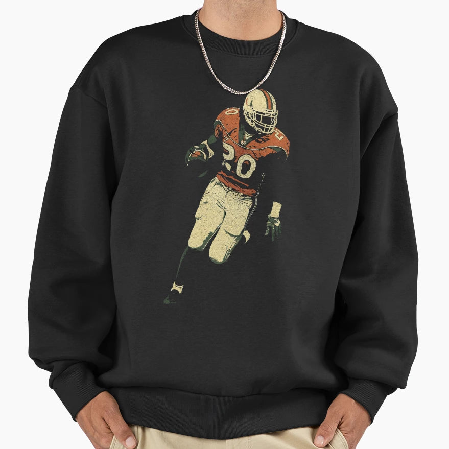 Ed Reed Miami Hurricanes Football Art Sweatshirt - Graphic Print for Adults - T-Shirt, Sweatshirt, Hoodie