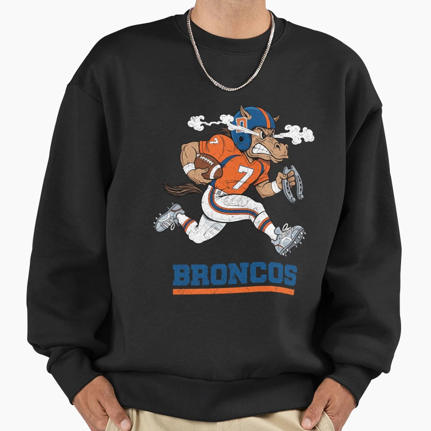 Denver Broncos Football Cartoon Sweatshirt - Trendy Graphic for Adults - T-Shirt, Sweatshirt, Hoodie