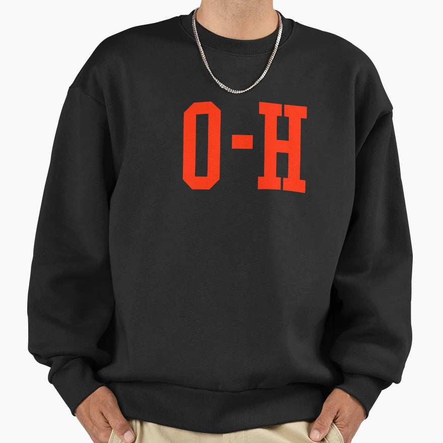 Scarlet Half O H I O Ohio Sweatshirt - Aesthetic Graphic for Adults - T-Shirt, Sweatshirt, Hoodie