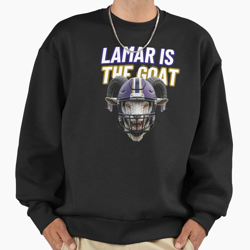 Lamar Is Goat Ravens Qb Sweatshirt - Casual Everyday Wear for Adults - T-Shirt, Sweatshirt, Hoodie