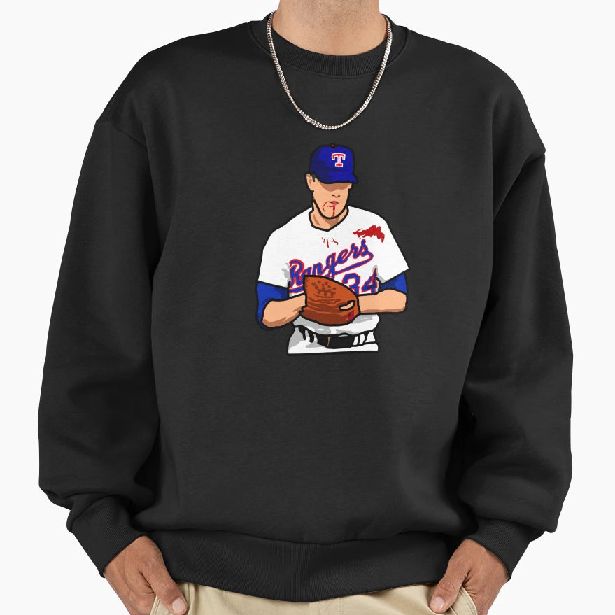 Nolan Ryan Bloody Lip Sweatshirt - Custom Art Print Unisex - T-Shirt, Sweatshirt, Hoodie