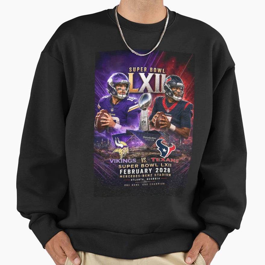 Superbowl Lxii Vikings Vs Sweatshirt - Casual Everyday Wear for Adults - T-Shirt, Sweatshirt, Hoodie