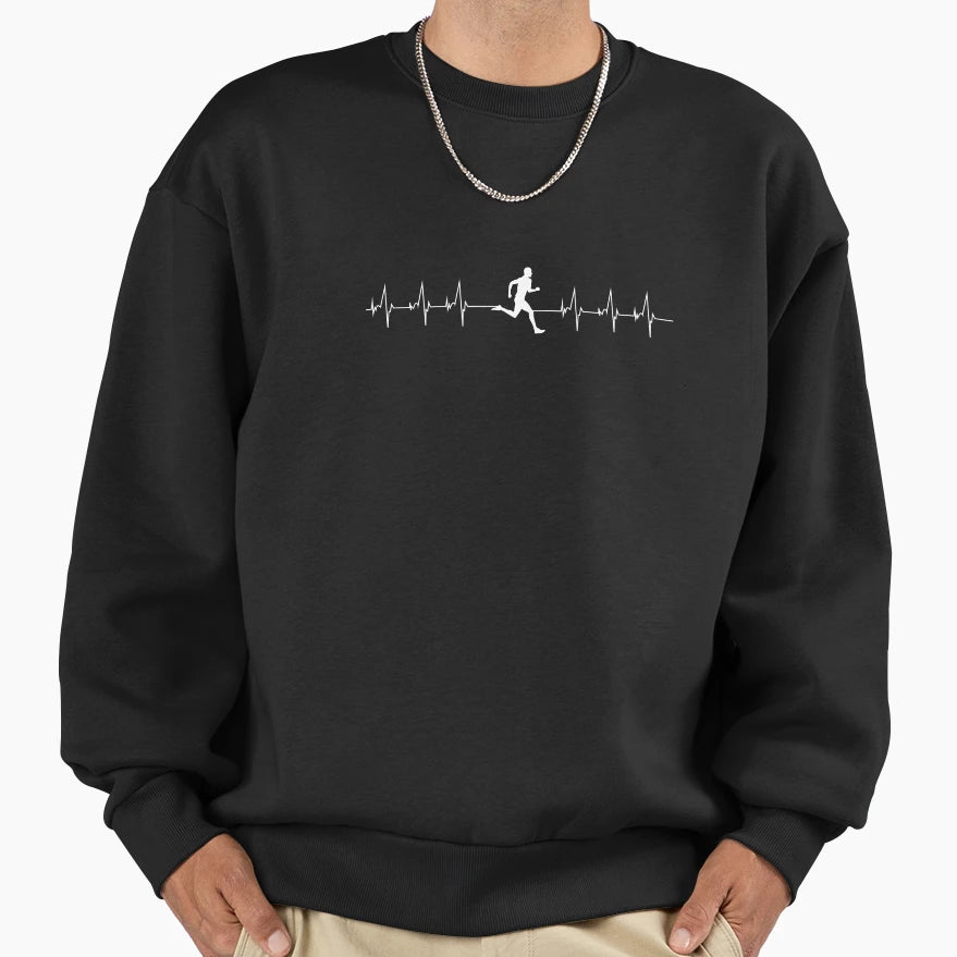Runners Heartbeat Running Gift Sweatshirt - Unique Graphic for Adults - T-Shirt, Sweatshirt, Hoodie