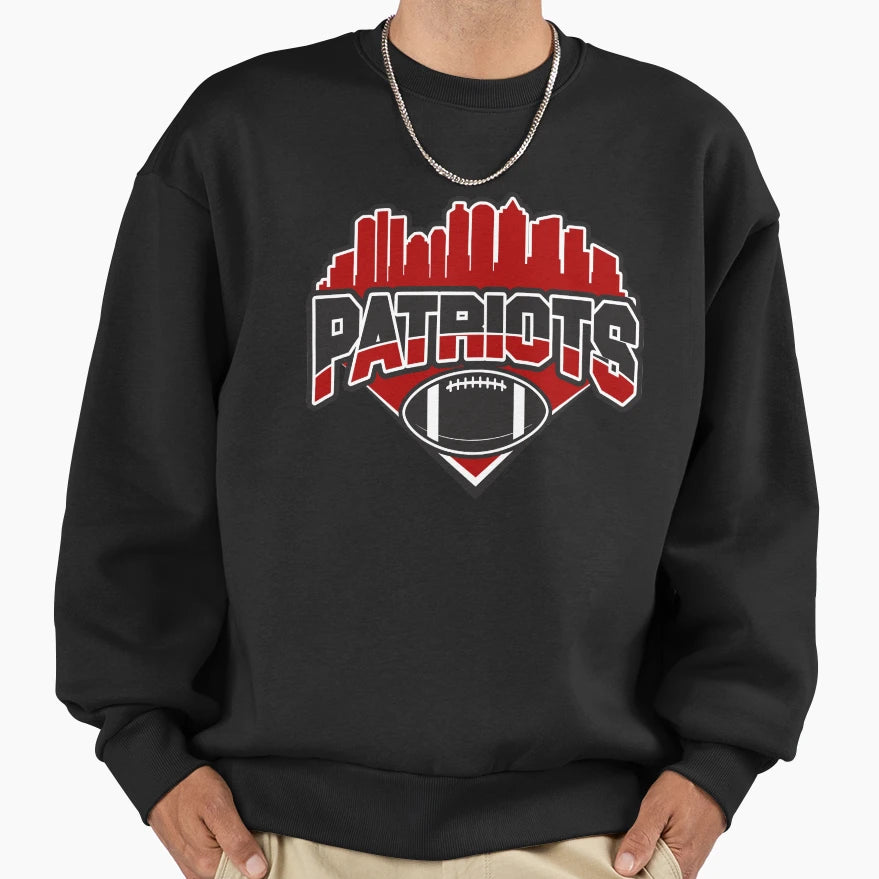 Patriots Football Skyline Sweatshirt - Fun Novelty Design Men Women - T-Shirt, Sweatshirt, Hoodie