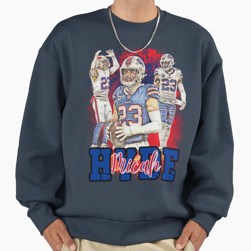 Micah Hyde Buffalo Bills Player Tribute Sweatshirt - Novelty Apparel Unisex - T-Shirt, Sweatshirt, Hoodie