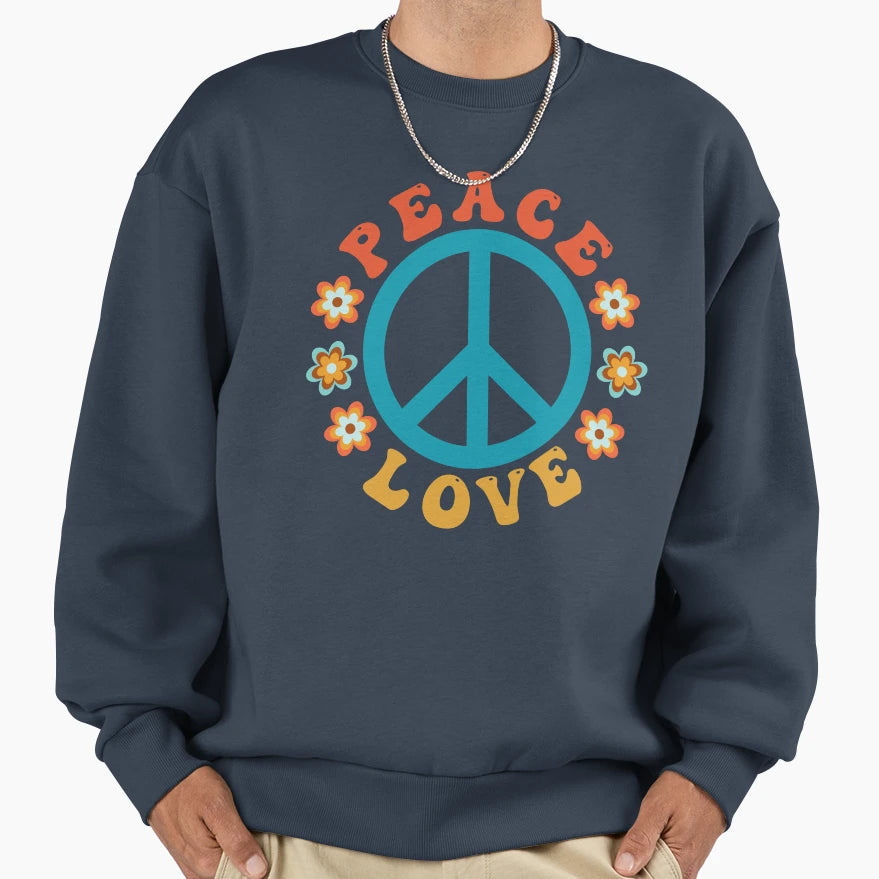 Hippie Peace Sign Flower Power Peace Sweatshirt - Graphic Print for Adults - T-Shirt, Sweatshirt, Hoodie