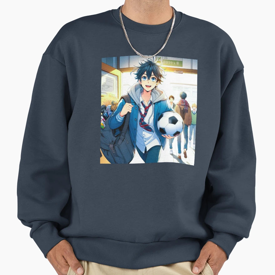 Anime Football Loving Student Sweatshirt - Casual Everyday Wear Men Women - T-Shirt, Sweatshirt, Hoodie