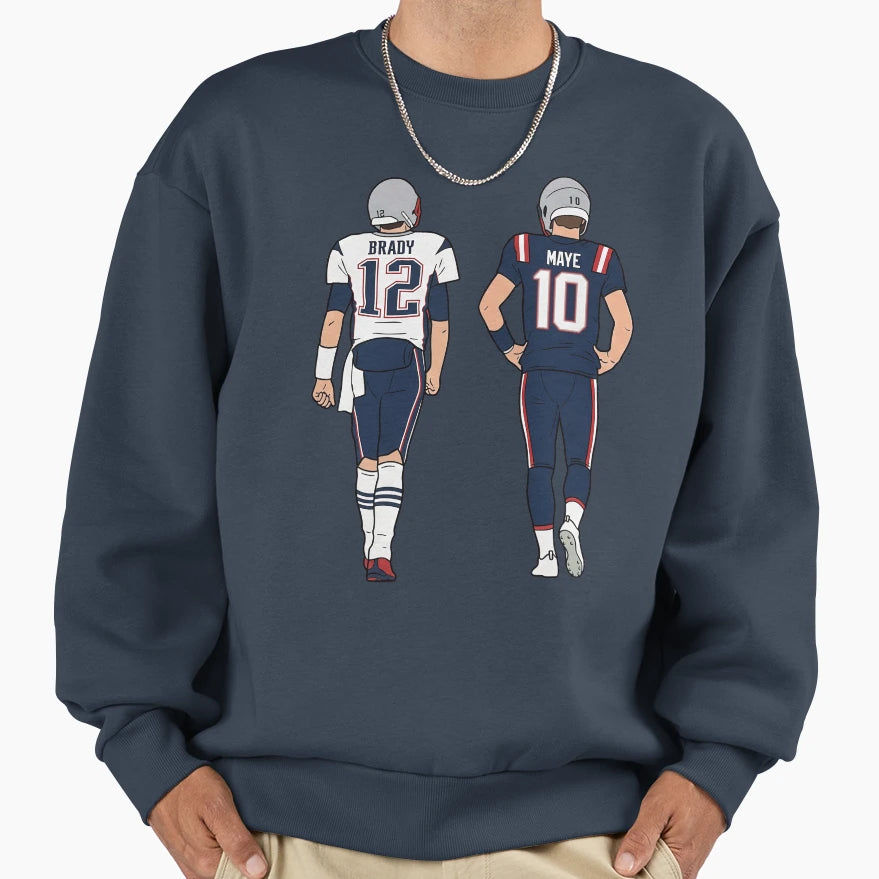 Drake Maye And Tb12 Sweatshirt - Custom Art Print for Adults - T-Shirt, Sweatshirt, Hoodie