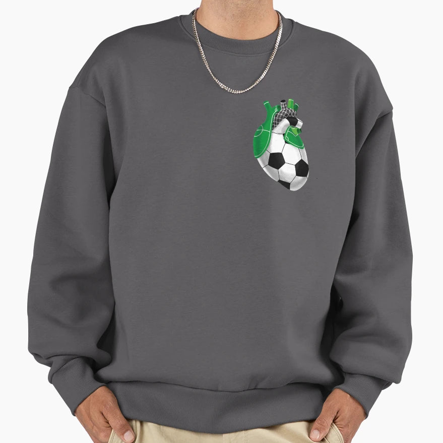 Soccer Football Heart Sweatshirt - Aesthetic Graphic Men Women - T-Shirt, Sweatshirt, Hoodie