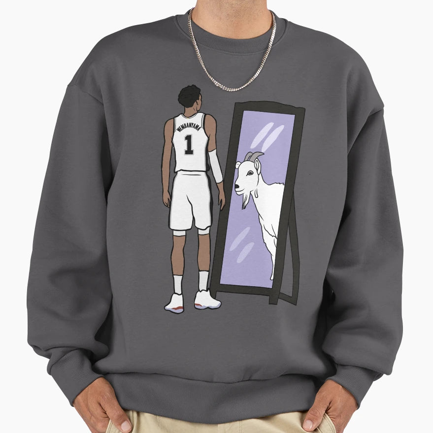 Victor Wembanyama Mirror Goat Sweatshirt - Aesthetic Graphic Men Women - T-Shirt, Sweatshirt, Hoodie