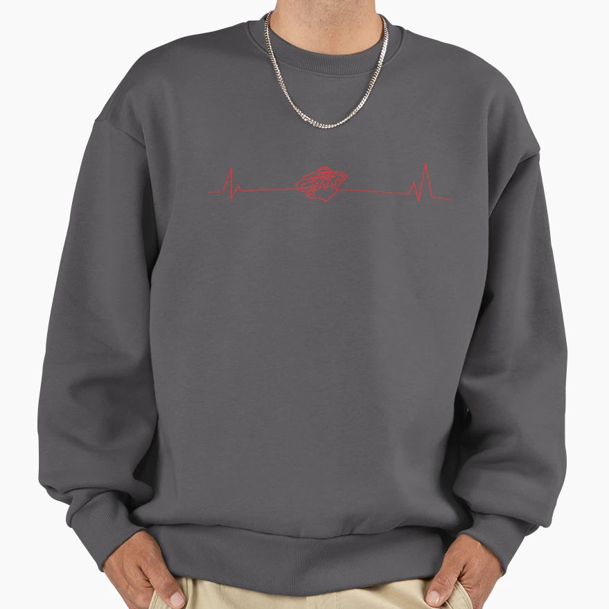 Minnesota Hockey Heartbeat Pulse Sweatshirt - Aesthetic Graphic for Adults - T-Shirt, Sweatshirt, Hoodie